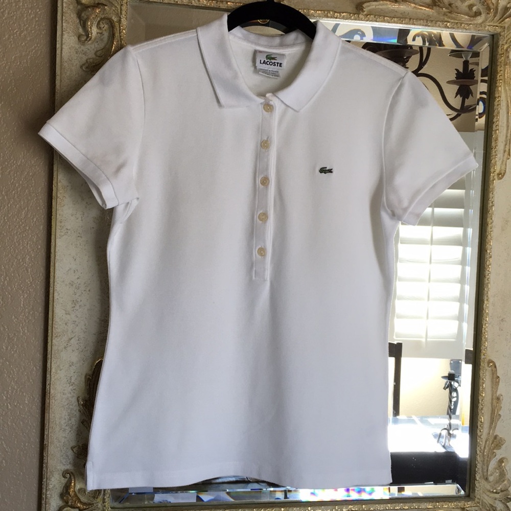 Lacoste polo. 5-button. White. Size 42 (US L/10)